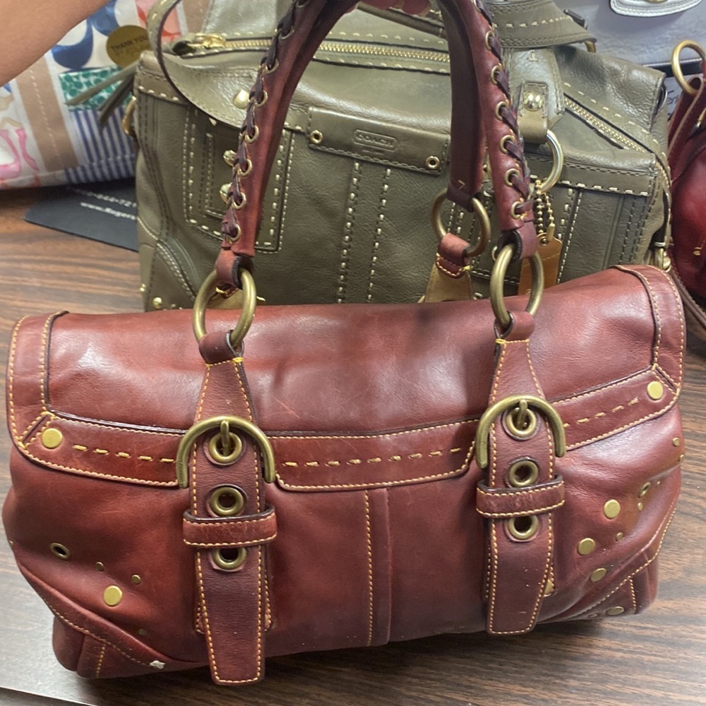 COACH LEATHER SOHO Brass Studded Satchel - Picture 2 of 13